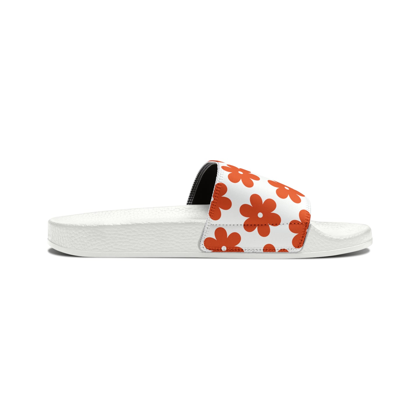 Orange Flower Pattern Women's PU Slide Sandals