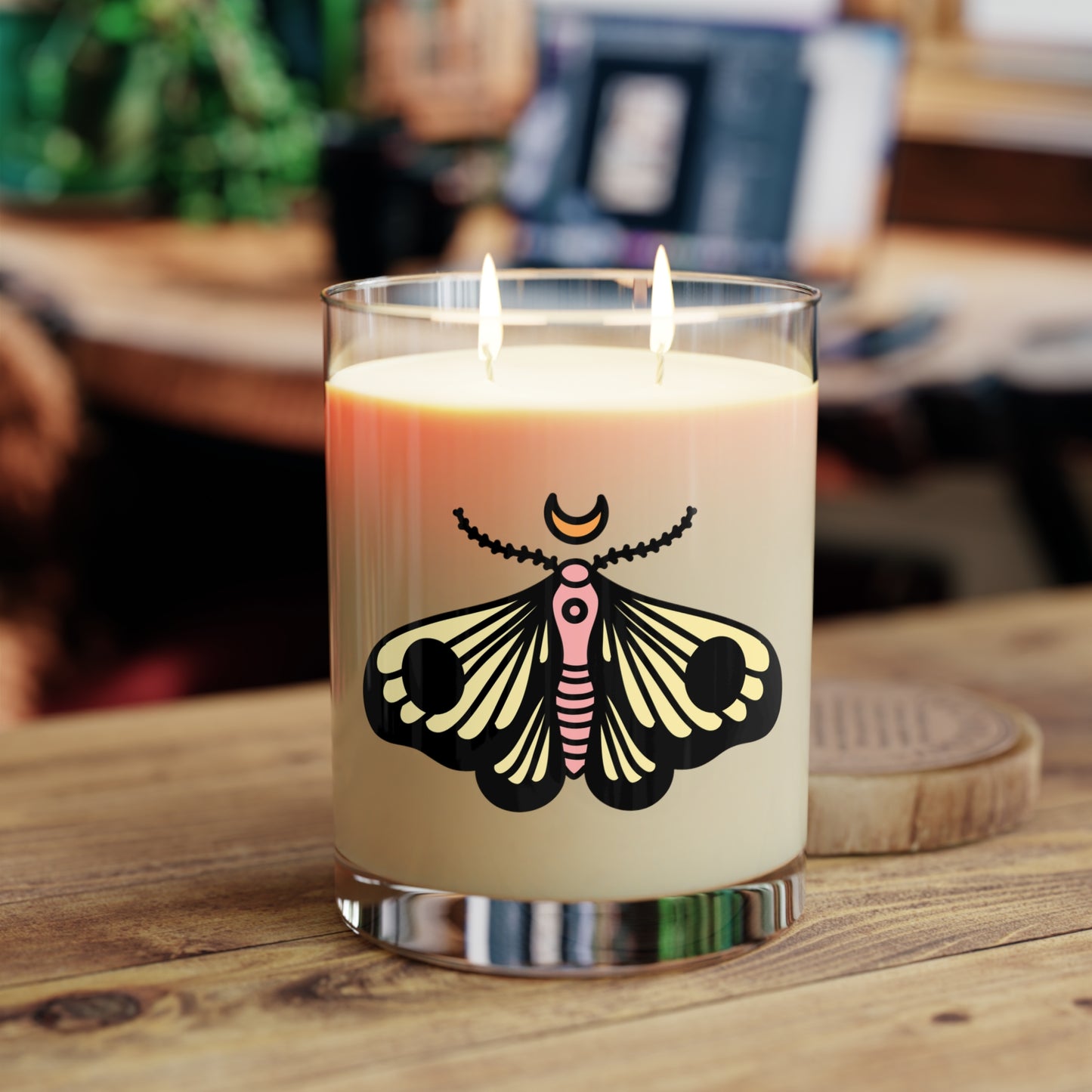Moth Illustration Scented Candle - Full Glass, 11oz