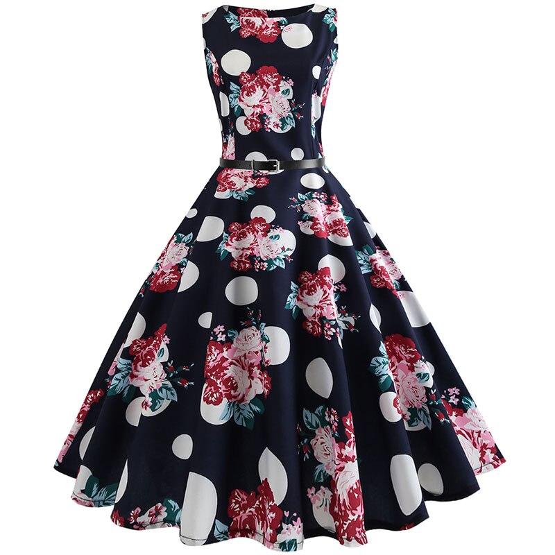 Retro Sleeveless A-Line Midi Dress