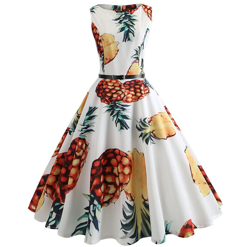 Retro Sleeveless A-Line Midi Dress