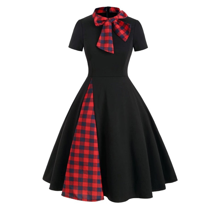 Vintage Style Plaid A Line Dress