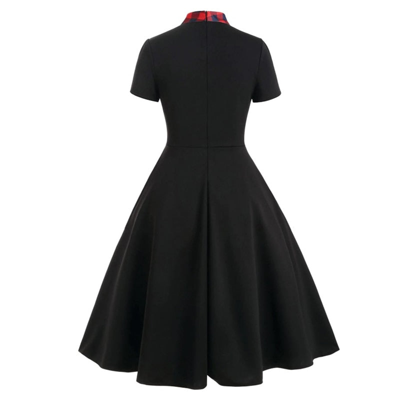 Vintage Style Plaid A Line Dress