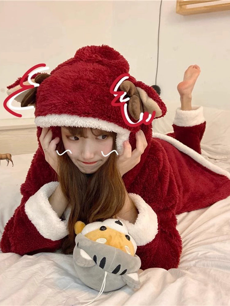 Women's Hooded Winter/Christmas Fuzzy Pajamas