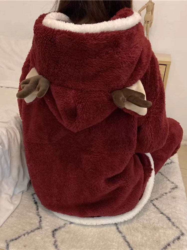 Women's Hooded Winter/Christmas Fuzzy Pajamas