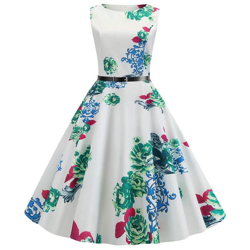 Retro Sleeveless A-Line Midi Dress