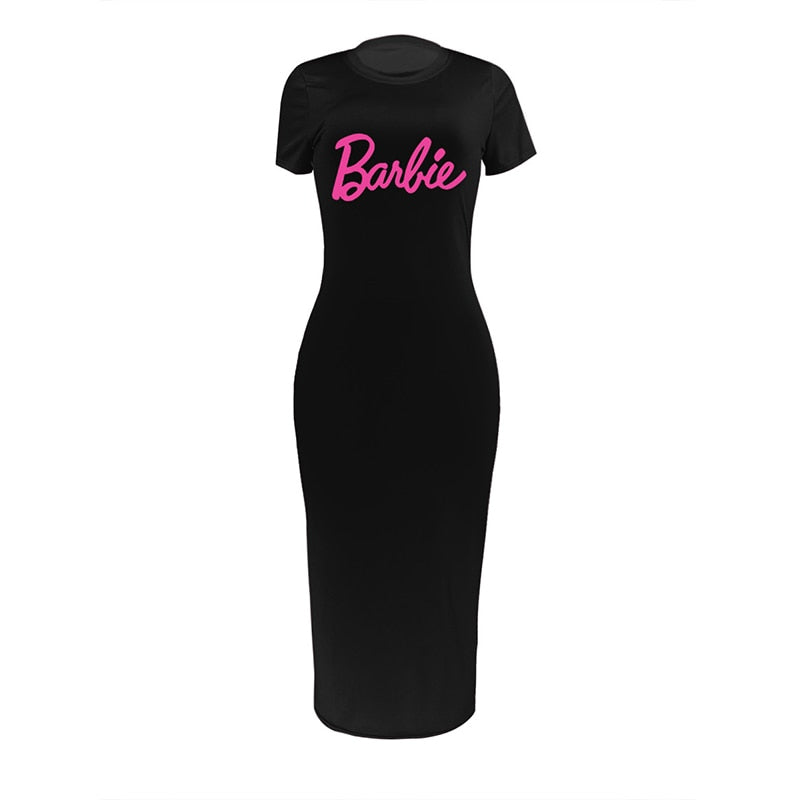 Barbie Print Slim Maxi Dress