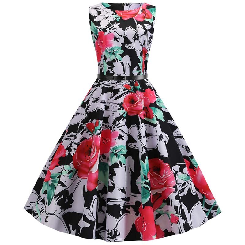 Retro Sleeveless A-Line Midi Dress