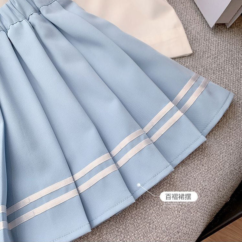 2PC Set Kawaii Girls Sailor Shirt and Skirt