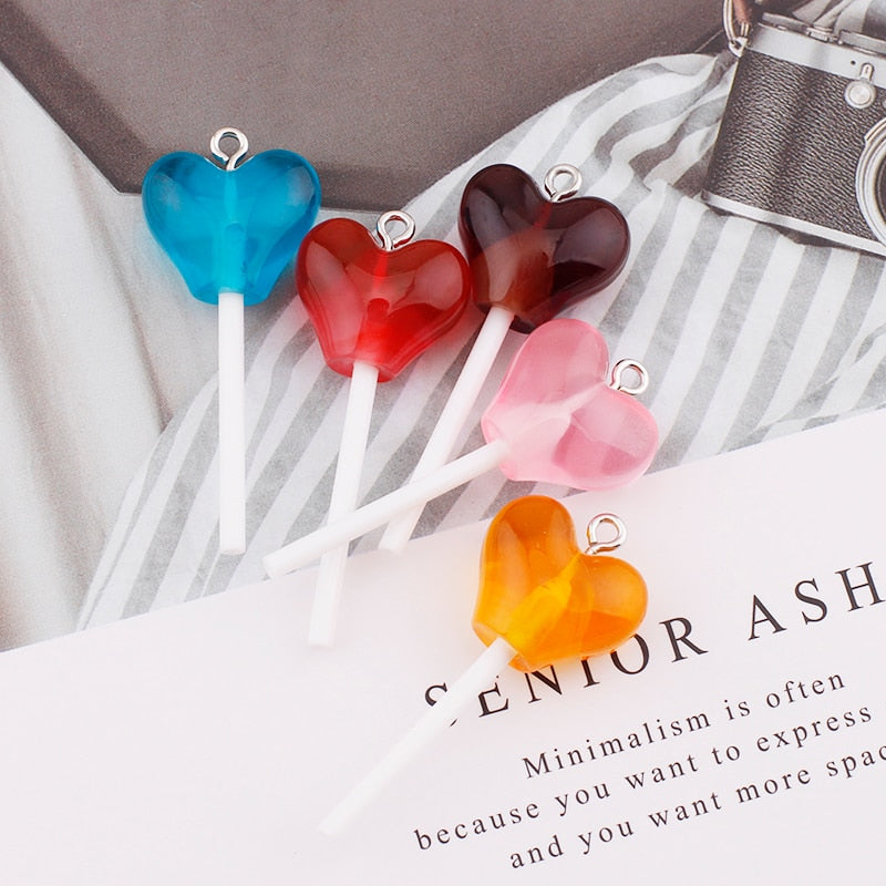 10Pcs Lollipop Resin Keychains
