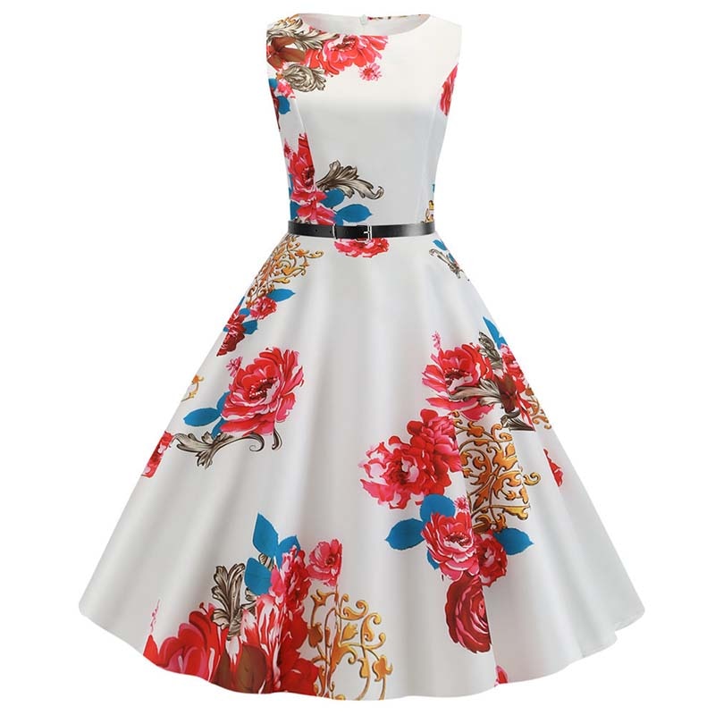 Retro Sleeveless A-Line Midi Dress