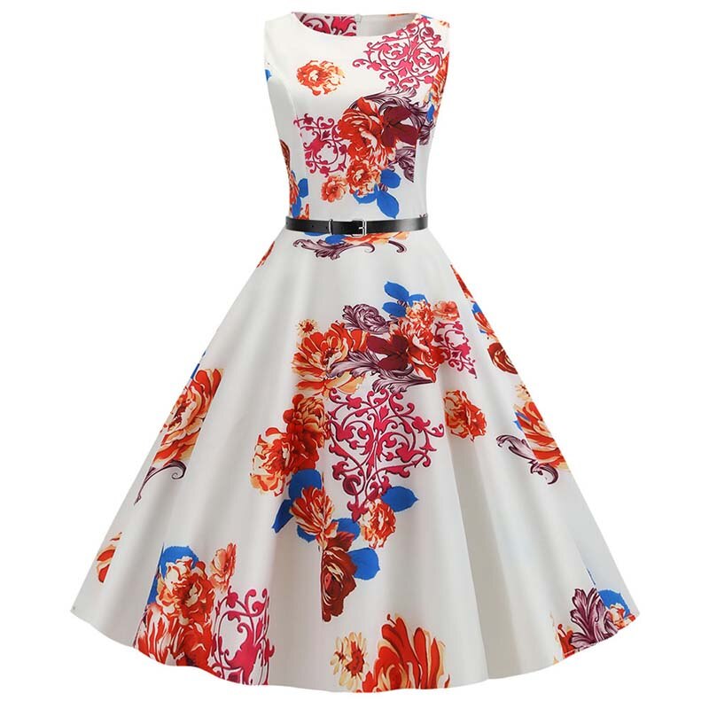 Retro Sleeveless A-Line Midi Dress