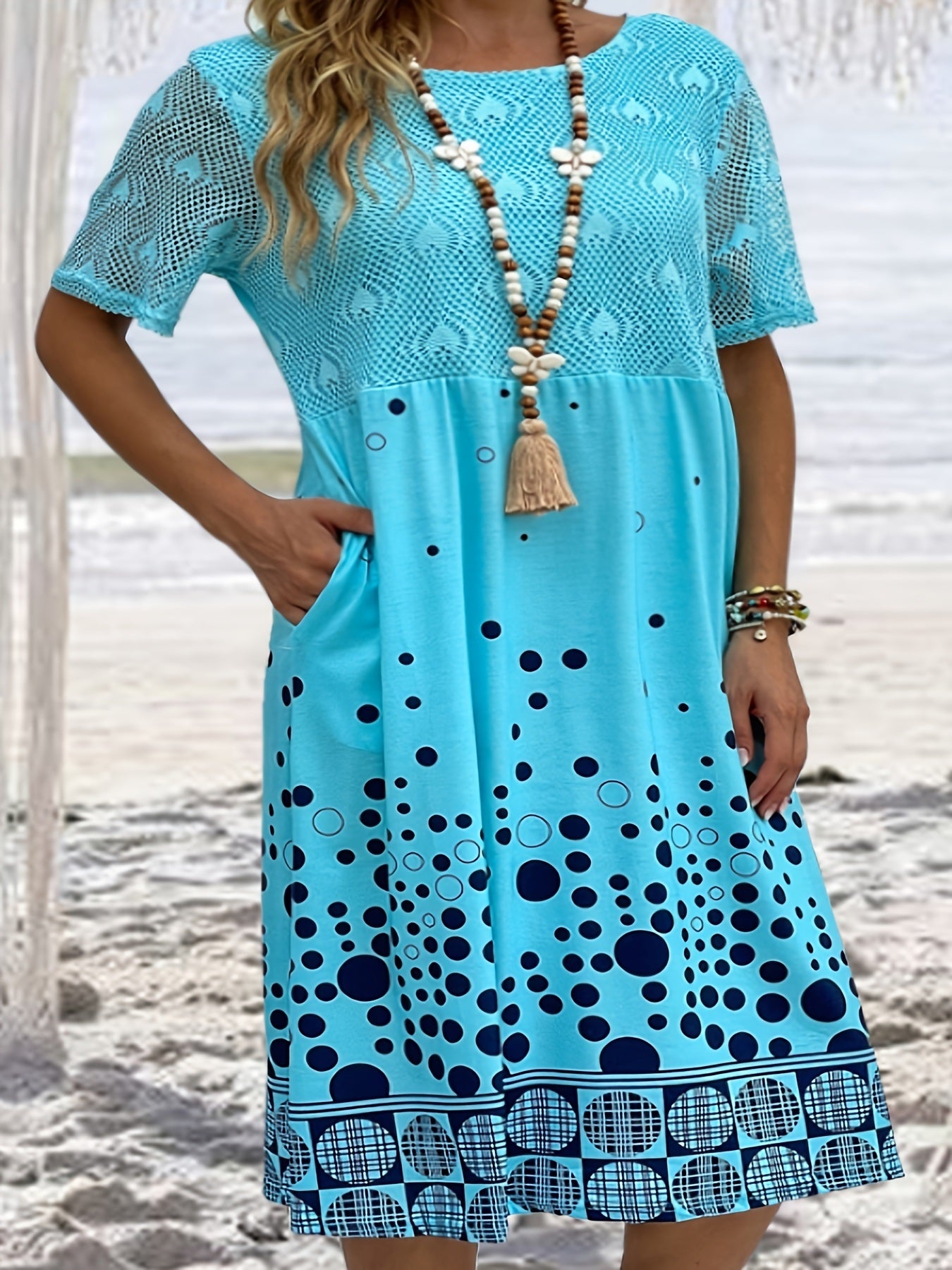 Plus Size Print Short Sleeve Midi Dress