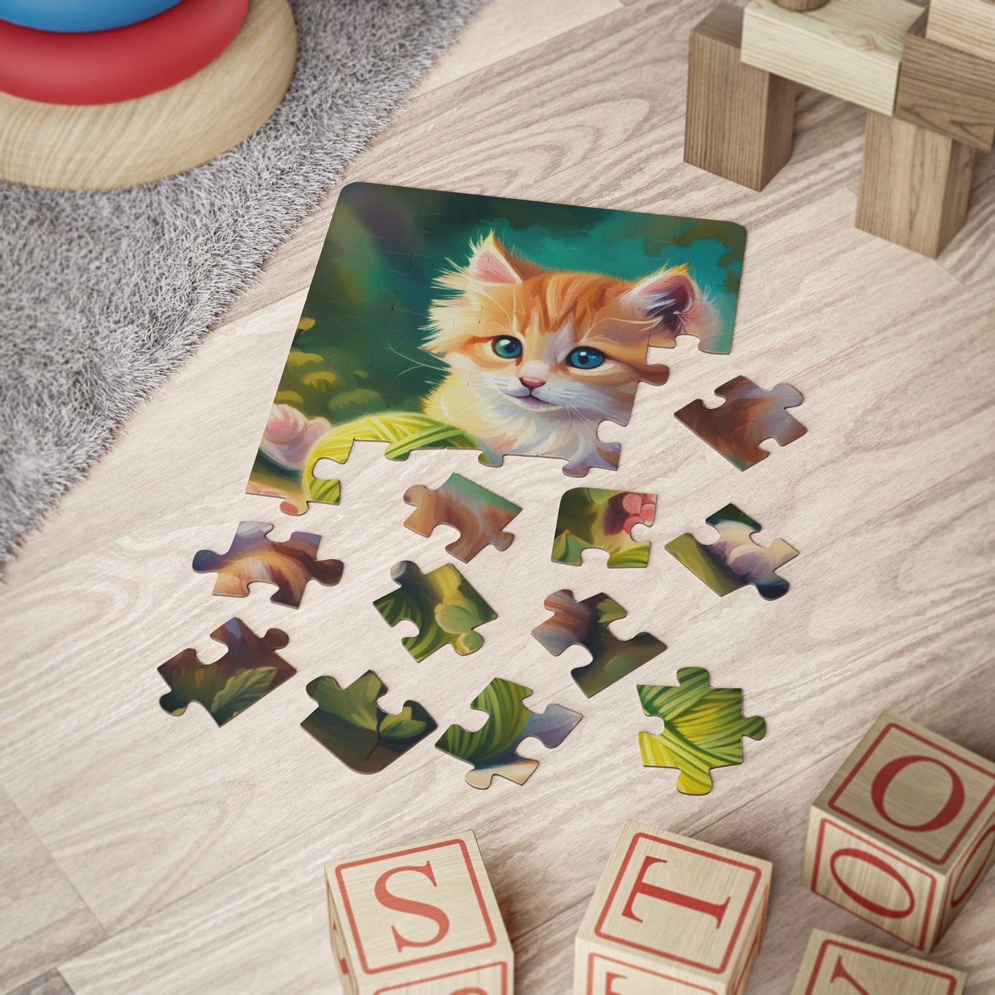 Cat with Yarn Kids' Puzzle, 30-Piece, 4 Styles