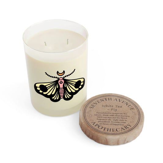 Moth Illustration Scented Candle - Full Glass, 11oz