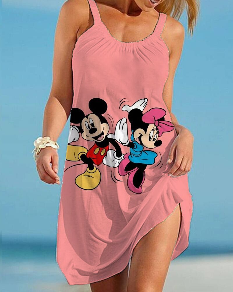 Mickey/Minnie Mouse Print Summer Dress